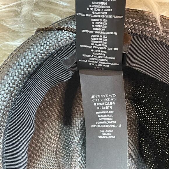 Gucci Black Woven Hat with Bow NWT main image 4